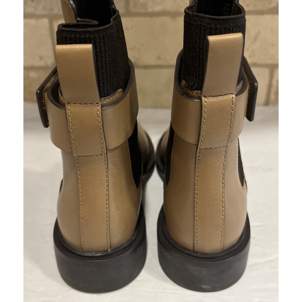 TORY BURCH Double T Chelsea Flat Leather Bootie Tan Women's Size 6.5 - Picture 6 of 9